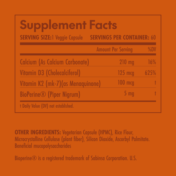 Supplement facts label on an orange background