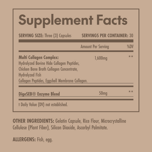 Supplement facts label on a brown background