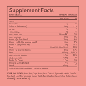 Olympian Labs Hair Vitamin Gummies Supplement facts label on a pink background