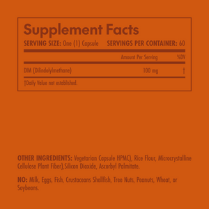 Supplement facts label on an orange background