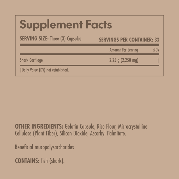 Supplement facts label on a brown background