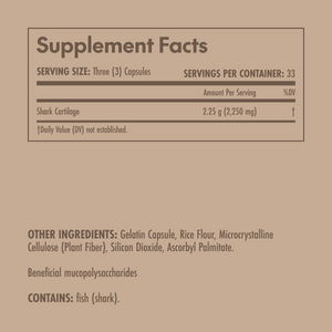 Supplement facts label on a brown background