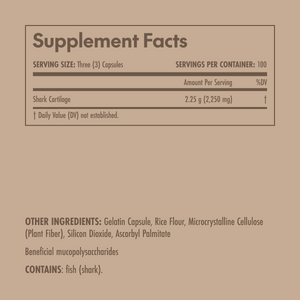 Supplement facts label on a brown background