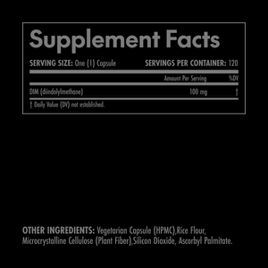 Supplement facts label with black background and white text